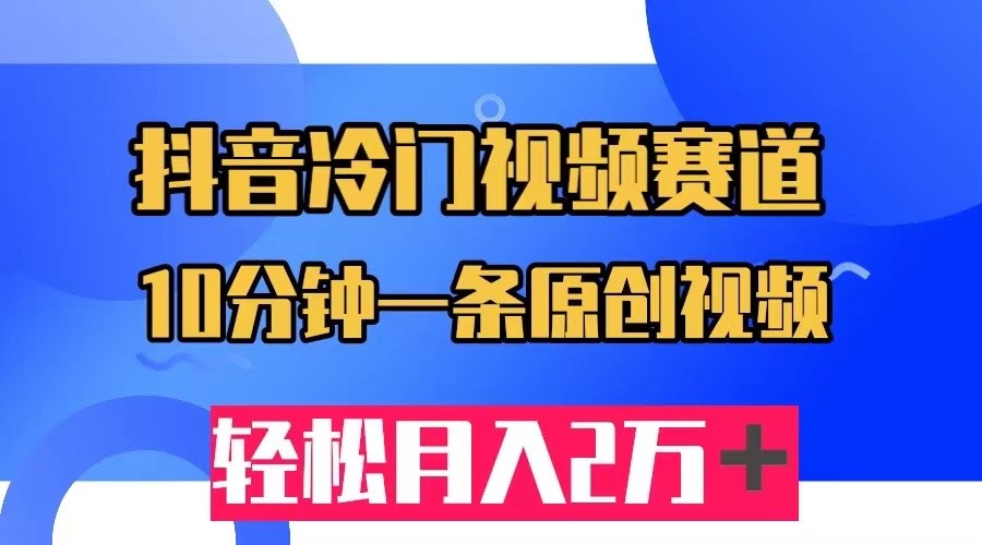 抖音冷门视频赛道，10分钟一条视频，轻松月入2W＋-大磊资源网