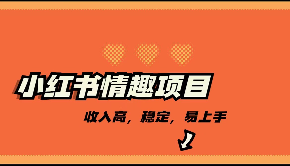 最新小红书情趣项目，市场大，日入千+，持续稳定收入-大磊资源网