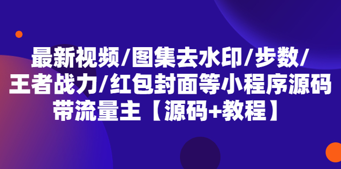 最新视频/图集去水印/步数/王者战力/红包封面等 带流量主(小程序源码+教程)-大磊资源网
