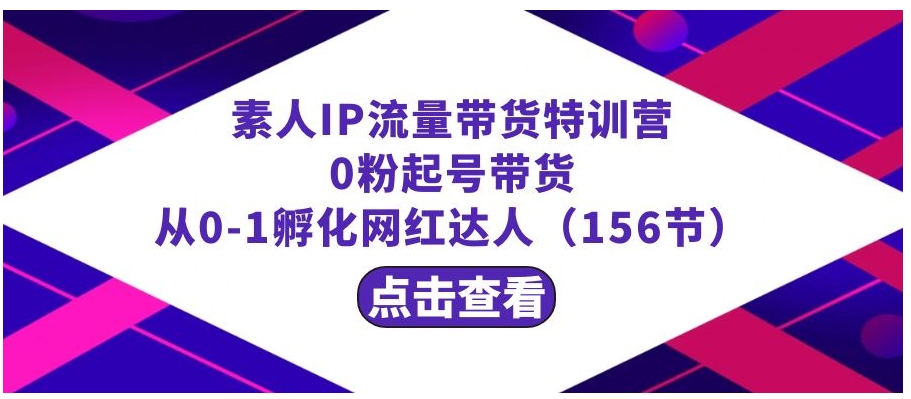 繁星·计划素人IP流量带货特训营：0粉起号带货 从0-1孵化网红达人-大磊资源网