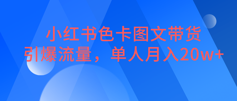 小红书色卡图文带货，引爆流量，单人月入20W+-大磊资源网