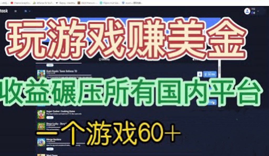 国外玩游戏赚美金平台，一个游戏60+，收益碾压国内所有平台-大磊资源网
