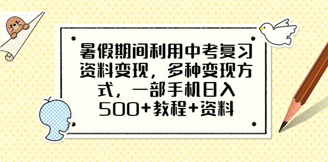 暑假期间利用中考复习资料变现，多种变现方式，一部手机日入500+教程+资料-大磊资源网