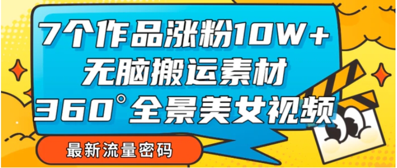 7个作品涨粉10W+，无脑搬运素材，全景美女视频爆款-大磊资源网