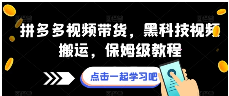 拼多多视频带货，黑科技视频搬运，保姆级教程-大磊资源网