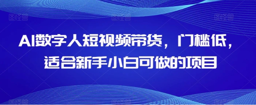 AI数字人短视频带货，门槛低，适合新手小白可做的项目-大磊资源网