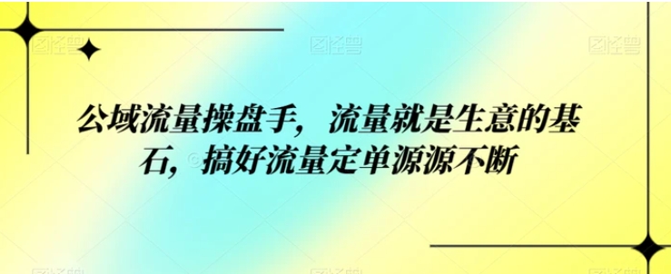 公域流量操盘手，流量就是生意的基石，搞好流量定单源源不断-大磊资源网