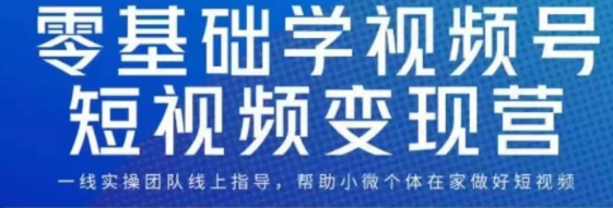 0基础学视频号短视频变现，适合新人学习的短视频变现课-大磊资源网