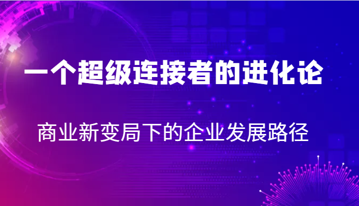 一个超级连接者的进化论 商业新变局下的企业发展路径-大磊资源网