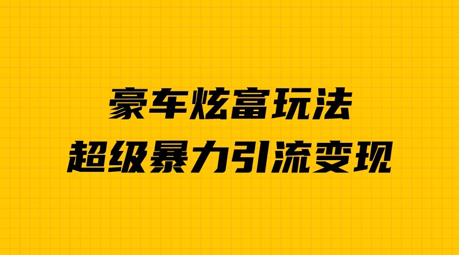 豪车炫富独家玩法，暴力引流多重变现，手把手教学-大磊资源网