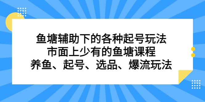 鱼塘 辅助下的各种起号玩法，市面上少有的鱼塘课程 养鱼 起号 选品 爆流…-大磊资源网