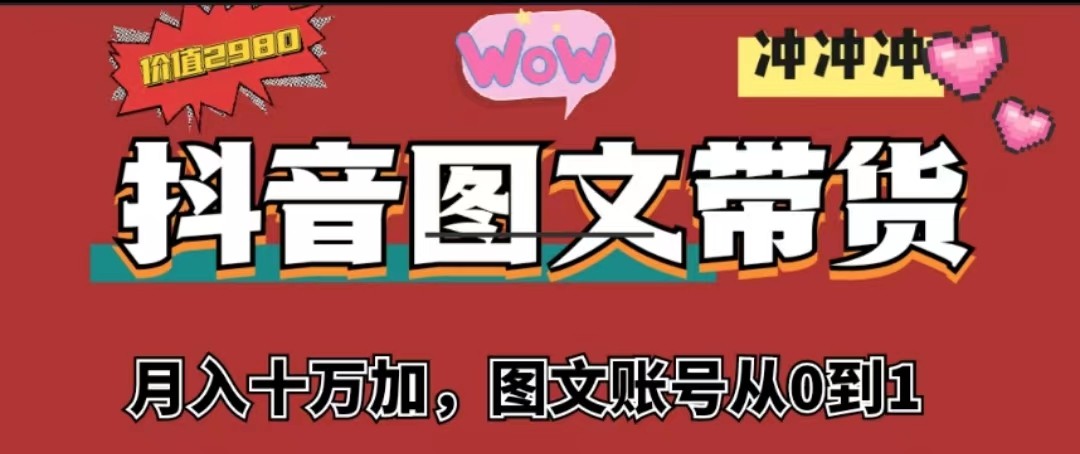 抖音图文带货，月入10w+【图文账号从0到1】-大磊资源网