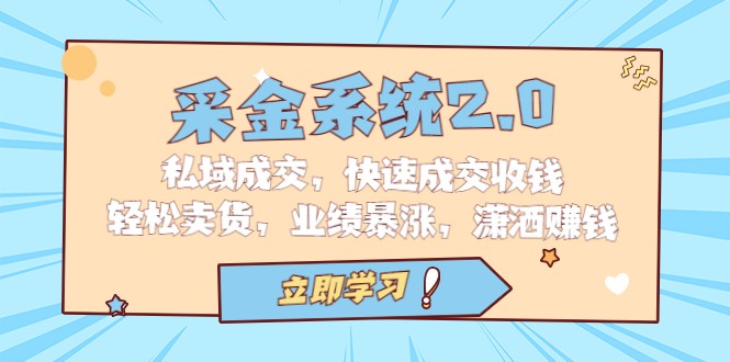 采金系统2.0，私域成交，快速成交收钱，轻松卖货，业绩暴涨，潇洒赚钱-大磊资源网