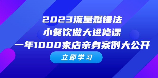 2023流量 爆锤法，小餐饮做大进修课，一年1000家店亲身案例大公开-大磊资源网