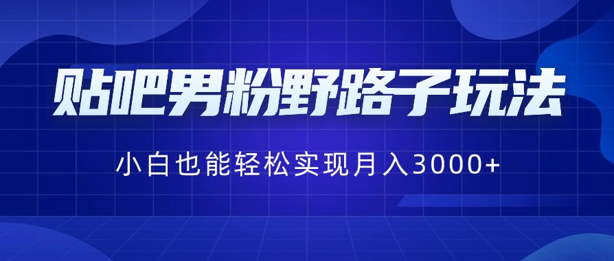 贴吧男粉野路子玩法，小白也能轻松实现月入3000+-大磊资源网