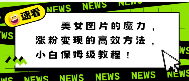 美女图片的魔力，涨粉变现的高效方法，小白保姆级教程！-大磊资源网