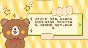 （9092期）快手号代发：不费力，每天轻松收益2000+网盘拉新一键托管代发视频，啥都…-大磊资源网