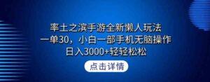 （9159期）率土之滨手游全新懒人玩法，一单30，小白一部手机无脑操作，日入3000+轻…-大磊资源网