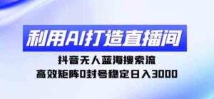 （9210期）利用AI打造直播间，抖音无人蓝海搜索流，高效矩阵0封号稳定日入3000-大磊资源网