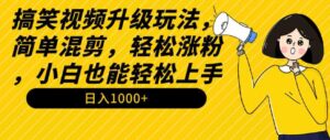 （9215期）搞笑视频升级玩法，简单混剪，轻松涨粉，小白也能上手，日入1000+教程+素材-大磊资源网