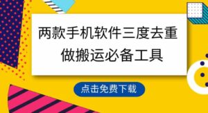 用这两款手机软件三重去重，100%过原创，搬运必备工具，一键处理不违规…-大磊资源网