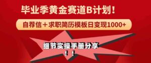 （9246期）《毕业季黄金赛道，求职简历模版赛道无脑日变现1000+！全细节实操手册分享-大磊资源网