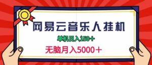 （9448期）2024网易云音乐人挂机项目，单机日入150+，无脑月入5000+-大磊资源网