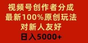 （9477期）视频号创作者分成，最新100%原创玩法，对新人友好，日入5000+-大磊资源网