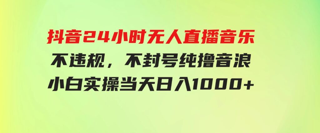 (9622期）抖音24小时无人直播音乐，不违规，不封号纯撸音浪，小白实操当天日入1000+-大磊资源网