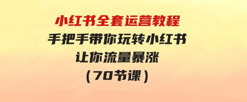 （9624期）小红书全套运营教程：手把手带你玩转小红书，让你流量暴涨（70节课）-大磊资源网