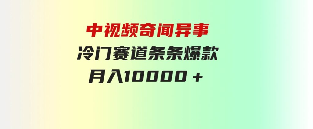（9627期）中视频奇闻异事，冷门赛道条条爆款，月入10000＋-大磊资源网