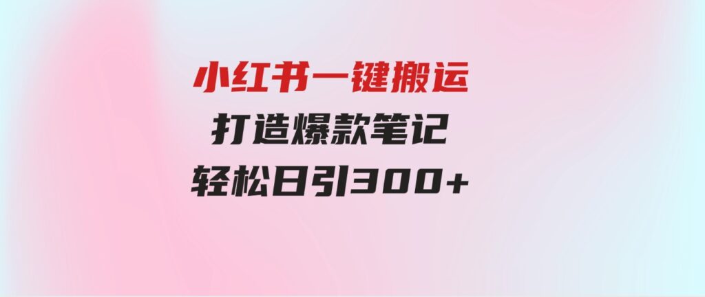 （9673期）小红书一键搬运，打造爆款笔记，轻松日引300+-大磊资源网