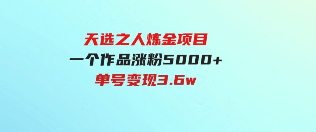 （9693期）天选之人炼金项目，一个作品涨粉5000+，单号变现3.6w-大磊资源网