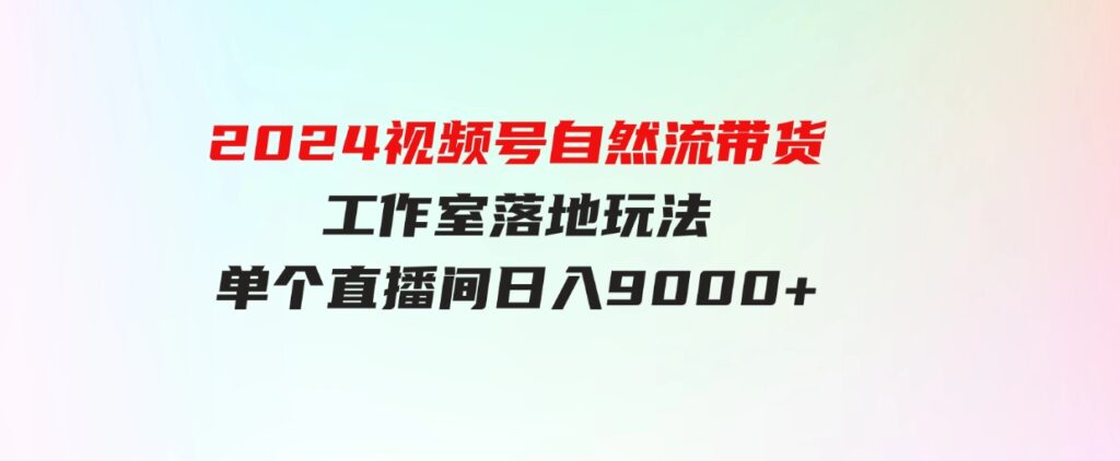 （9709期）【蓝海项目】2024视频号自然流带货，工作室落地玩法，单个直播间日入9000+-大磊资源网