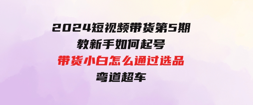 2024短视频带货第5期，教新手如何起号，带货小白怎么通过选品弯道超车-大磊资源网
