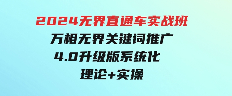2024无界直通车实战班，万相无界关键词推广，4.0升级版系统化理论+实操-大磊资源网