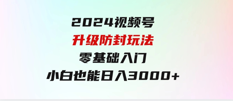 2024视频号升级防封玩法，零基础入门，小白也能日入3000+-大磊资源网