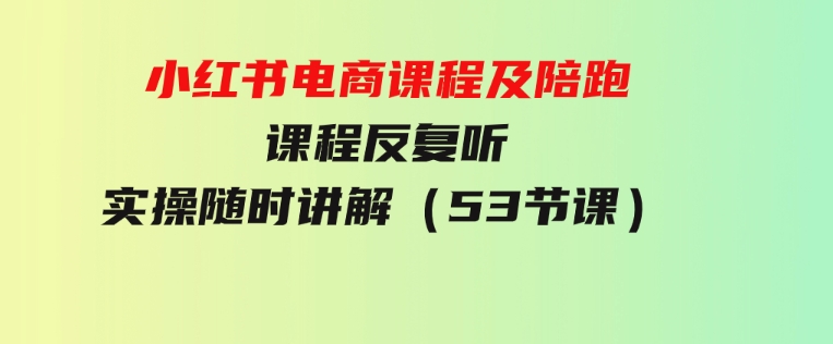 小红书电商课程及陪跑课程反复听实操随时讲解（53节课）-大磊资源网