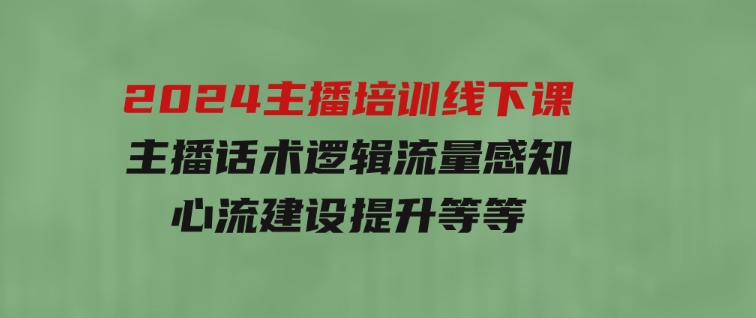 2024主播培训线下课【第5期】主播话术逻辑，流量感知，心流建设提升等等-大磊资源网
