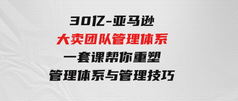 30亿-亚马逊大卖团队管理体系，一套课帮你重塑管理体系与管理技巧-大磊资源网