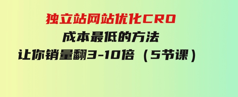 独立站网站优化CRO，成本最低的方法，让你销量翻3-10倍（5节课）-大磊资源网