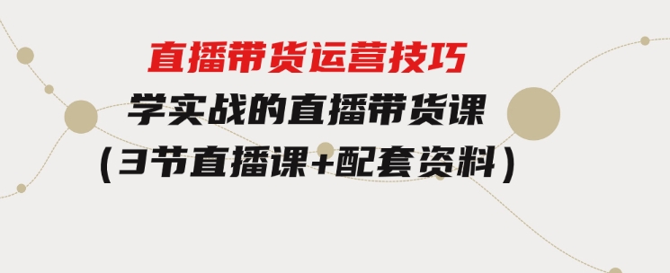 直播带货运营技巧，学实战的直播带货课（3节直播课+配套资料）-大磊资源网