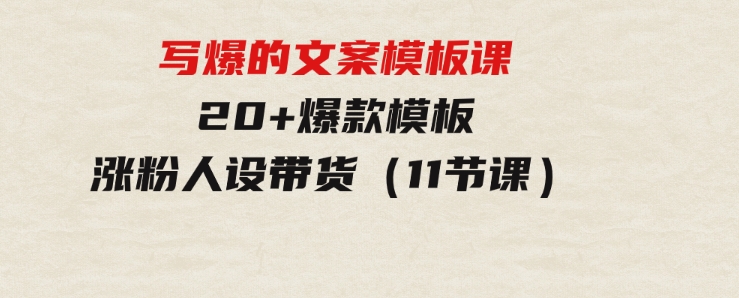 写爆的文案模板课，20+爆款模板涨粉人设带货（11节课）-大磊资源网