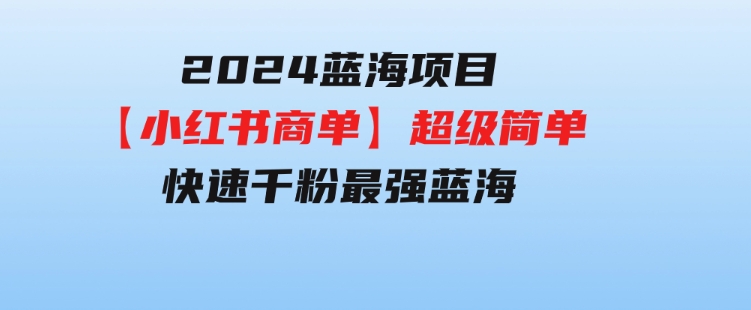 2024蓝海项目【小红书商单】超级简单，快速千粉，最强蓝海，百分百赚钱-大磊资源网