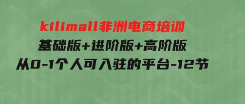 kilimall非洲电商培训，基础版+进阶版+高阶版从0-1个人可入驻的平台-12节-大磊资源网