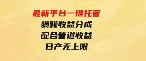 最新平台一键托管，躺赚收益分成配合管道收益，日产无上限-大磊资源网
