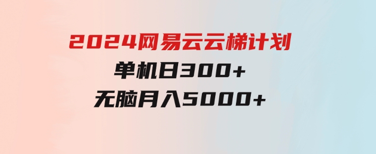 2024网易云云梯计划单机日300+无脑月入5000+-大磊资源网