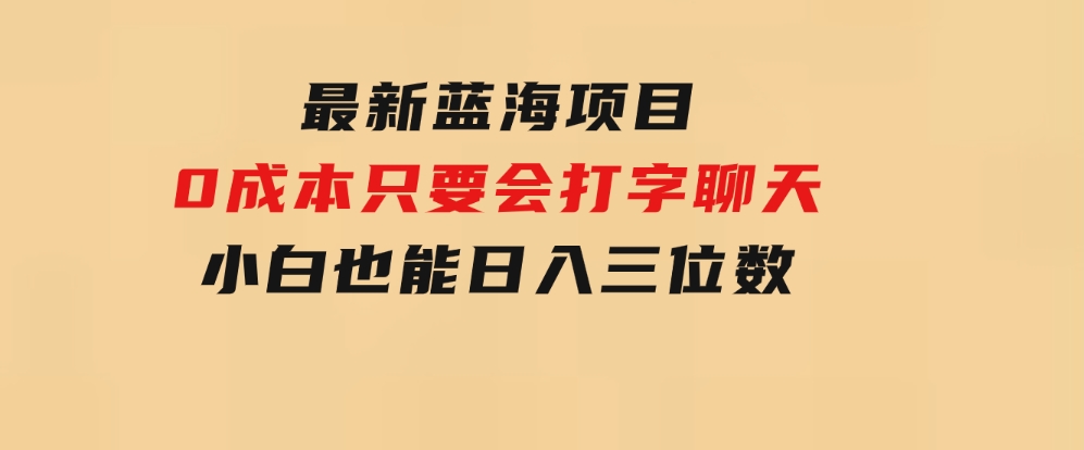 最新蓝海项目0成本只要会打字聊天小白也能日入三位数不赚钱来打我-大磊资源网