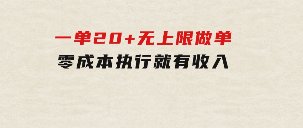 一单20+，无上限做单，零成本，执行就有收入-大磊资源网
