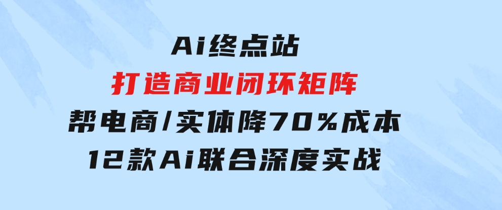Ai终点站，打造商业闭环矩阵，帮电商/实体降70%成本，12款Ai联合深度实战-大磊资源网